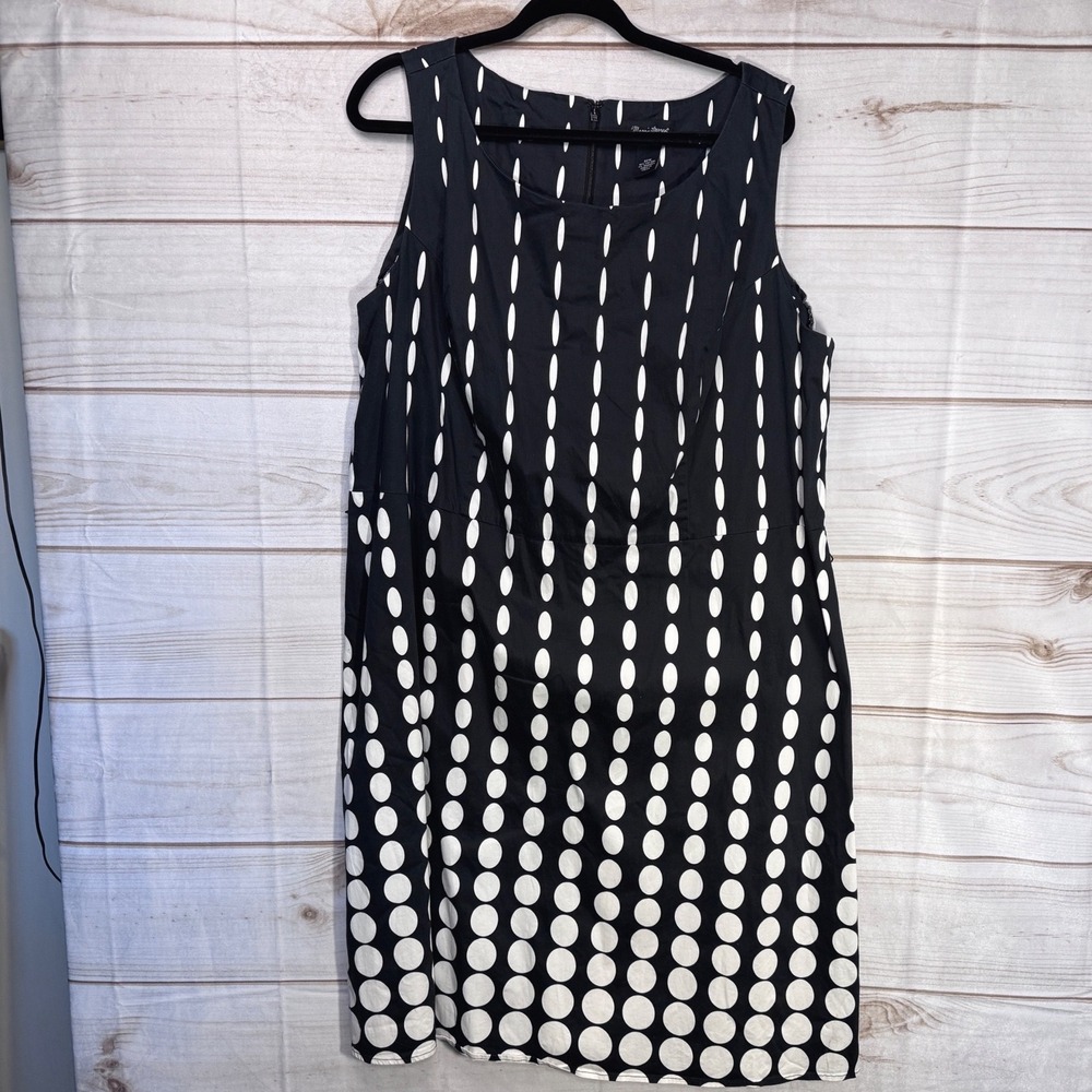 Maggie Barnes Womens 22W Black White Oval Polka Dot Sleeveless Sheath Dress